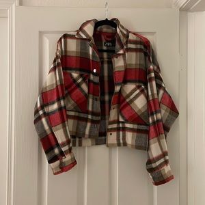 ZARA new without tags Crop Flannel Jacket